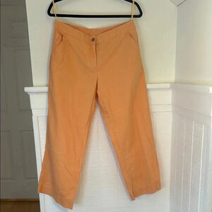 Eileen Fisher 100% Cotton Natural Fibers Wide Leg Orange Cropped Pants sz Small